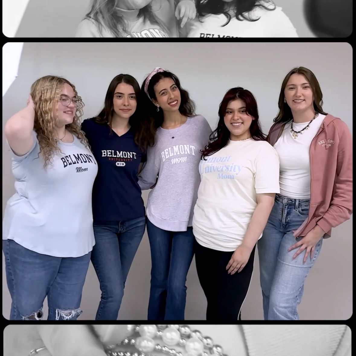 5 women wearing various Belmont BruinShop apparel. Click to view Instagram post